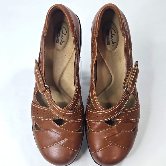 Clarks Shoes - Clarks Ashland Spin Brown Comfort Walking Leather Womens Shoes Size 9.5 Wide